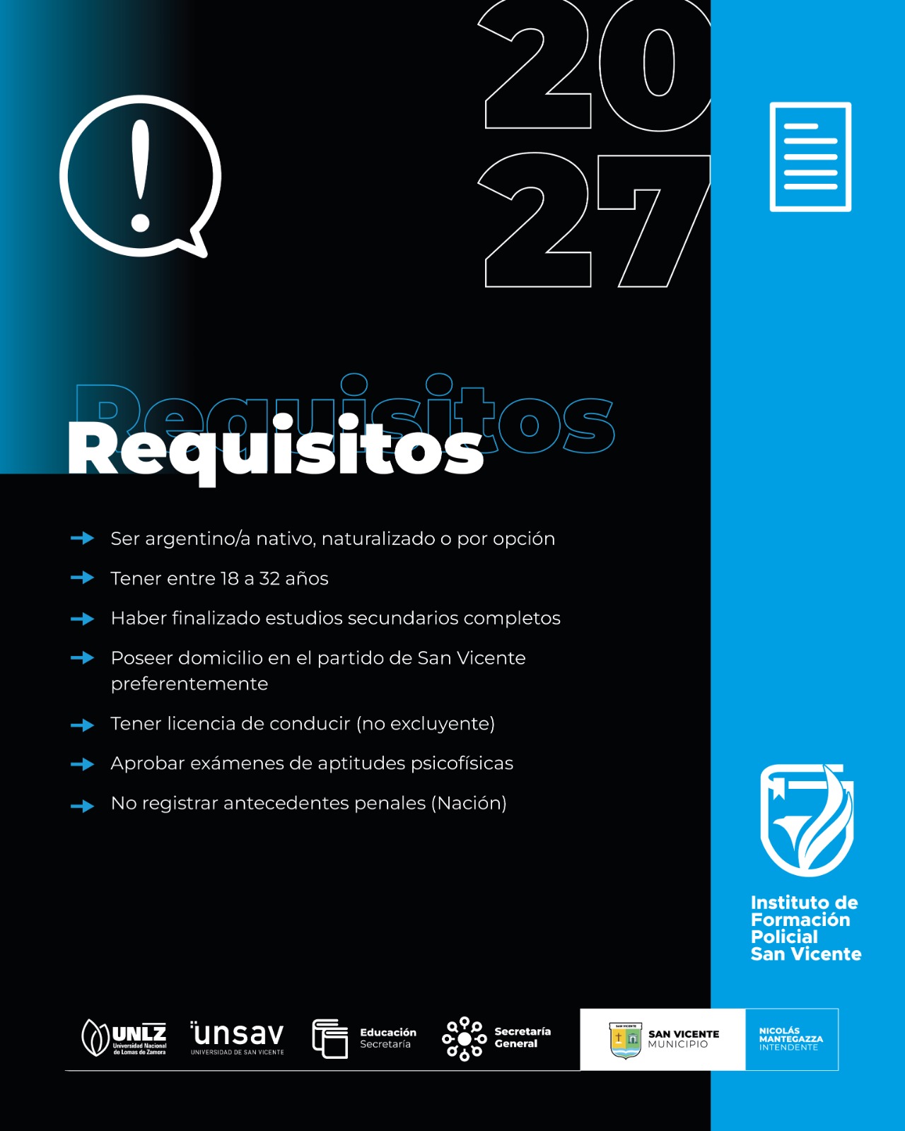 Requisitos de ingreso a la Diplomatura en Prevención y Seguridad Ciudadana